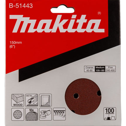 Makita Schuurschijf 150mm K100 Red Velcro – B-51443