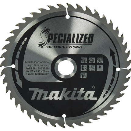 Makita Zaagblad Hout 165X20X1,45 44T 23G Zaagblad 165X20X1,45mm – B-53229