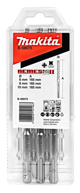 Makita Borenset SDS+ 3-Delig 6/8/10X165mm SDS-Plus 3-Delige – B-59075