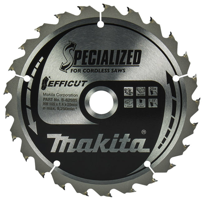 Makita Zaagblad Specialized 165X20X1,4 25T Hout Efficut 165X20X1,4mm 23G – B-62985