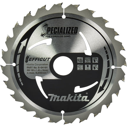 Makita Zaagblad Efficut 190X30X1,45 24T 23G Zaagblad Hout 190X30X1,5 – B-64191