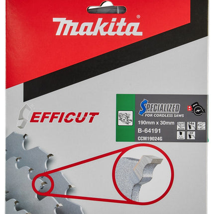 Makita Zaagblad Efficut 190X30X1,45 24T 23G Zaagblad Hout 190X30X1,5 – B-64191