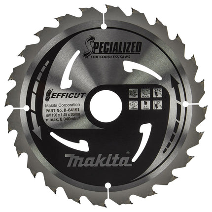 Makita Zaagblad Efficut 190X30X1,45 24T 23G Zaagblad Hout 190X30X1,5 – B-64191