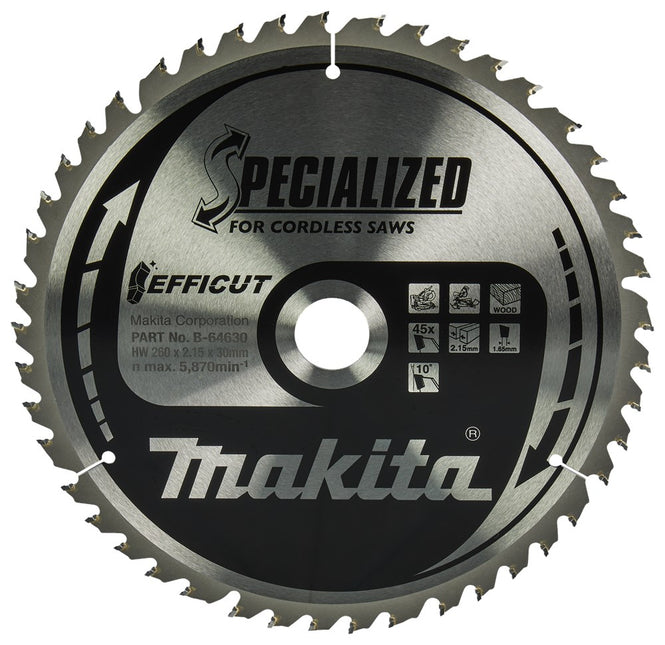 Makita Afkortzaagblad Hout Zaagb.Hout 260X30X2,15 45T – B-64630