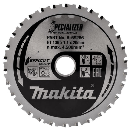 Makita Zaagblad Staal Efficut 136X20X1,1 30T 0G Zaagblad – B-69266