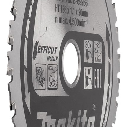 Makita Zaagblad Staal Efficut 136X20X1,1 30T 0G Zaagblad – B-69266