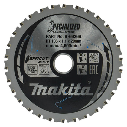 Makita Zaagblad Staal Efficut 136X20X1,1 30T 0G Zaagblad – B-69266