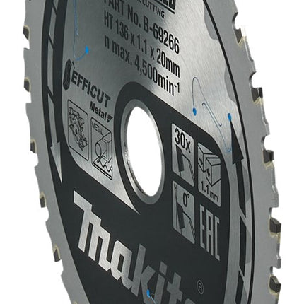 Makita Zaagblad Staal Efficut 136X20X1,1 30T 0G Zaagblad – B-69266
