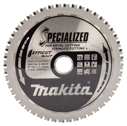 Makita Zaagblad RVS Efficut 150X20X1,1 48T 0G Zaagblad – B-69294
