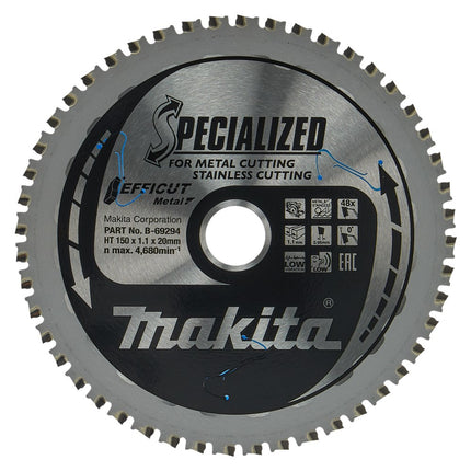 Makita Zaagblad RVS Efficut 150X20X1,1 48T 0G Zaagblad – B-69294