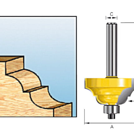 Makita Contraprofielfr+lag 38,1 S8 Contraprofielfrees met Kogellager – D-11651