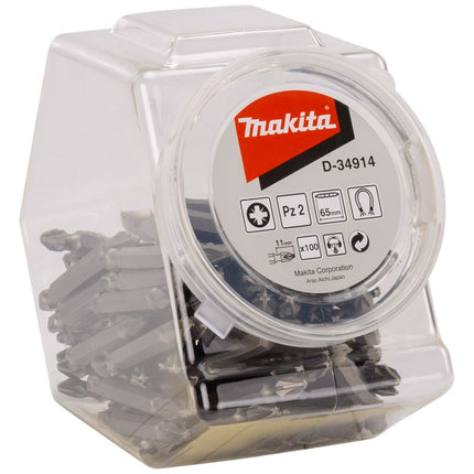 Makita Schroefbit Dubbel PZ2X65mm in POT 100 stuks – D-34914