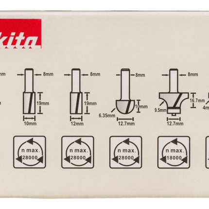 Makita Freesset 6-Delig 8mm - in Houten KIst 8mm – D-53540
