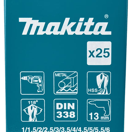 Makita Metaalborenset 25-Delig 1-13mm – D-54031