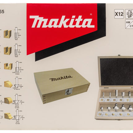 Makita Freesset 12-Delig 6mm - in Houten KIst – D-57065