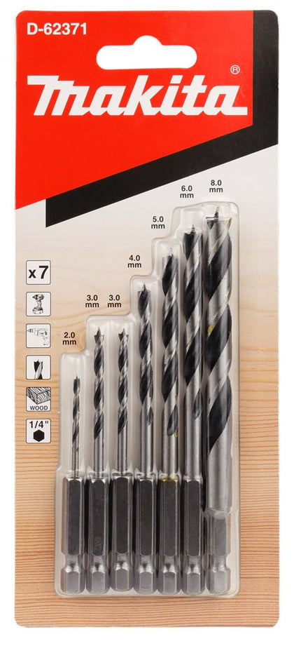 Afbeelding Makita houtspiraalborenset 8-dlg 1/4 D-62371