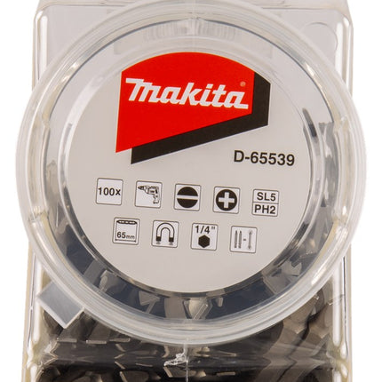 Makita Schroefbit Dubbel PH2-SL5 65mm in POT 100 stuks – D-65539