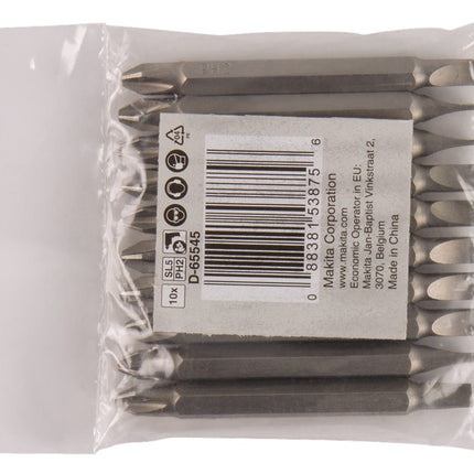 Makita Schroefbit Dubbel PH2-SL5 65mm Navul 10 stuks – D-65545