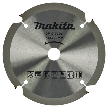 Makita Cirkelzaagblad Vezelcementplaat Zaagblad PCD 165X20X1,8 4T 12G – D-72067