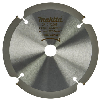 Makita Cirkelzaagblad Vezelcementplaat Zaagblad PCD 165X20X1,8 4T 12G – D-72067