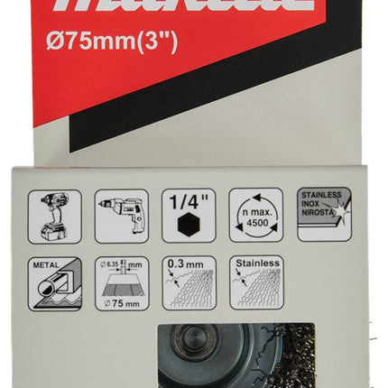 MAKITA D-76582 KOMBORSTEL 1/4"X75MM RVS