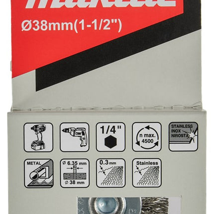 MAKITA D-76607 RONDBORSTEL 1/4"X38MM RVS