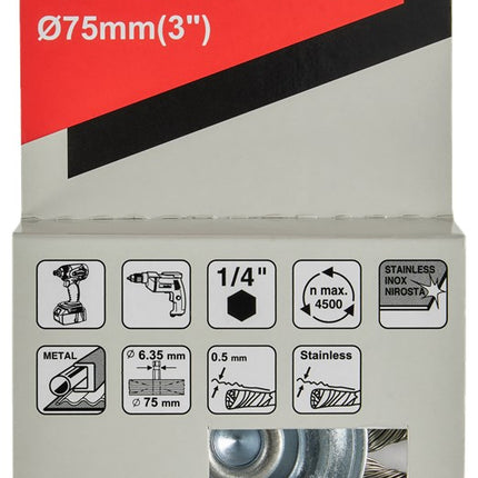 MAKITA D-76716 RONDBORSTEL 1/4"X75MM RVS