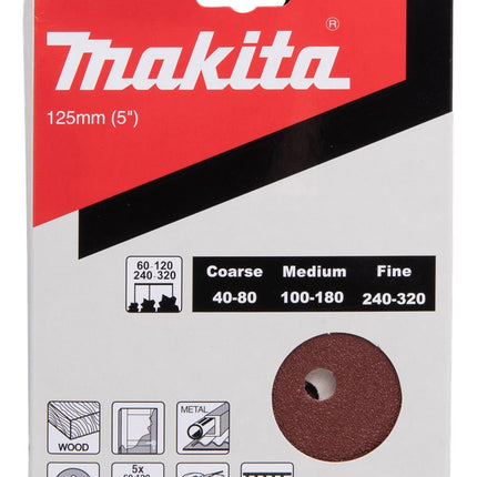 Makita Schuurschijfset 125mm Red Velcro – D-77229