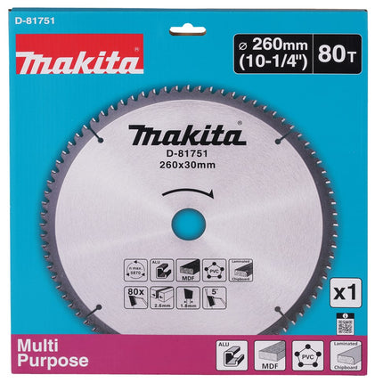 Afbeelding Makita zaagb multi 260x30 80t 5g D-81751