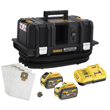 DeWALT 54v xr flexvolt m-klasse nat&droog stofzuiger - 2x 6.0ah accu en snellader DCV586MT2