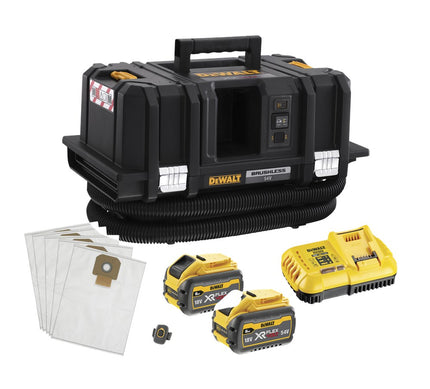 DeWALT 54v xr flexvolt m-klasse nat&droog stofzuiger - 2x 6.0ah accu en snellader DCV586MT2