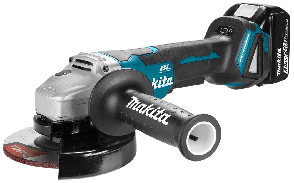 Makita DGA505RTJ 18V Haakse Slijper 125mm met 2X 5.0Ah Accu's en Snellader