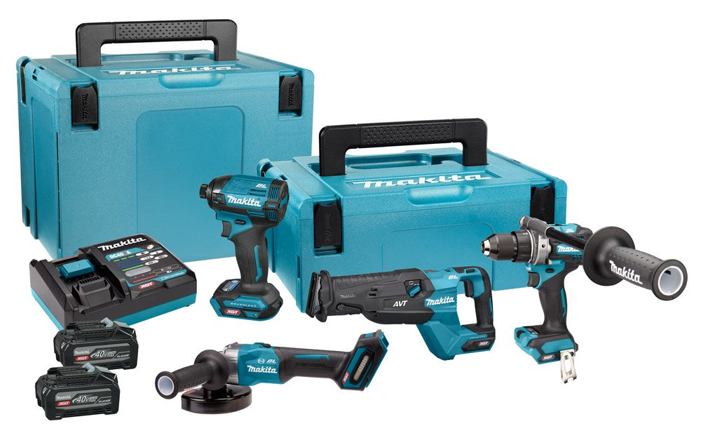MAKITA DK401NX COMBISET 40V MAX         4,0 AH ACCU (2 ST), LADER, 4 MACHINES