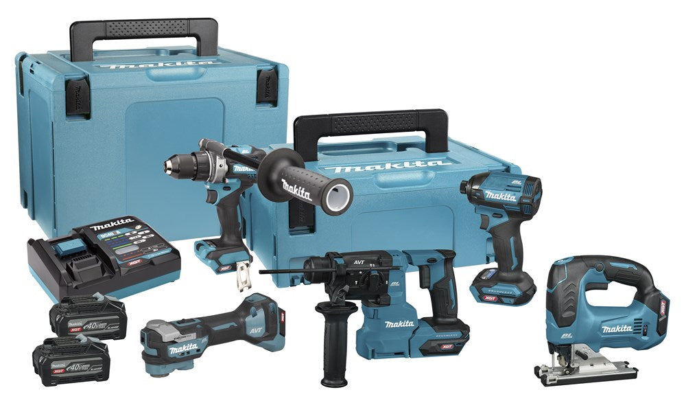 MAKITA DK402NX COMBISET 40V MAX         4,0 AH ACCU (2 ST), LADER, 5 MACHINES