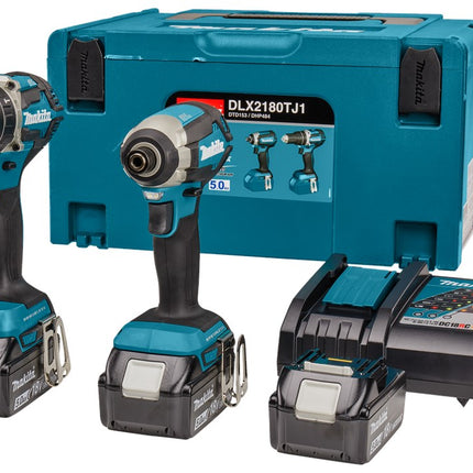 Makita DLX2180TJ1 18V 2-Delige Combiset voor Allround Klop/ Boor- en Slag/ Schroeven