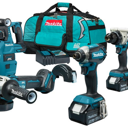 Afbeelding Makita lxt 18 v combiset voor allround tot zwaar boor-, schroef- en slijpwerk DLX4194TX1