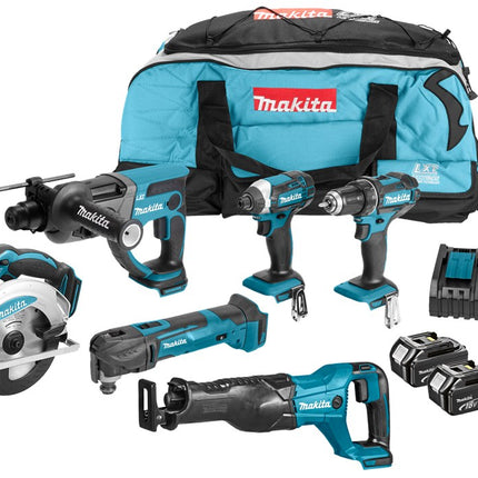 Makita DLX6038T 18V 6-Delige Combiset voor Divers Zaag- Boor- en Slag Schroefwerk