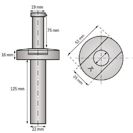 Lijntekening Exceptor kierstandhouder