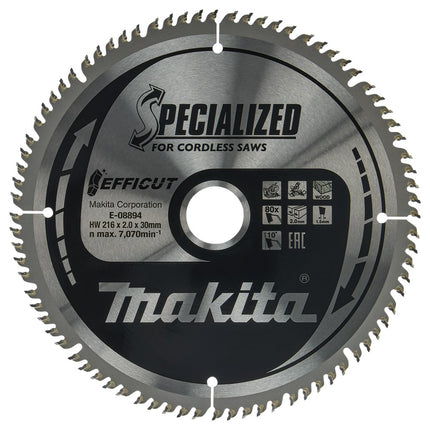 Makita Afkortzaagblad Hout 216X1.5X30 T80 – E-08894