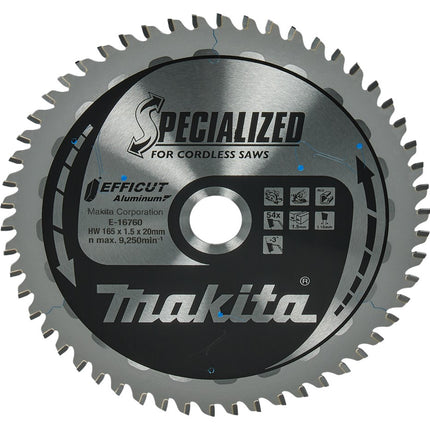 Makita Afkort- en Cirkelzaagblad Aluminium HM Zaagblad 165X20mm 54T -3G Alu – E-16760