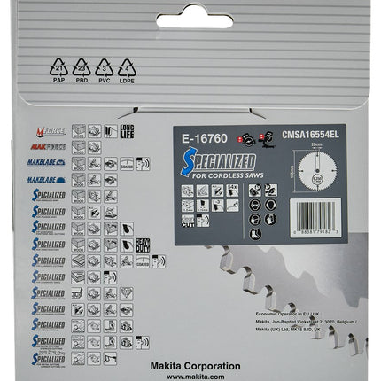Makita Afkort- en Cirkelzaagblad Aluminium HM Zaagblad 165X20mm 54T -3G Alu – E-16760