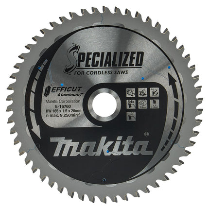 Makita Afkort- en Cirkelzaagblad Aluminium HM Zaagblad 165X20mm 54T -3G Alu – E-16760