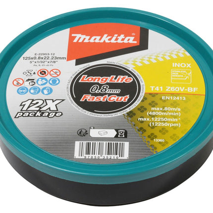 Afbeelding Makita doorslijpsch.125x0,8 rvs 12st. E-22953-12