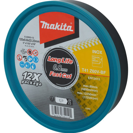 Afbeelding Makita doorslijpsch.125x0,8 rvs 12st. E-22953-12
