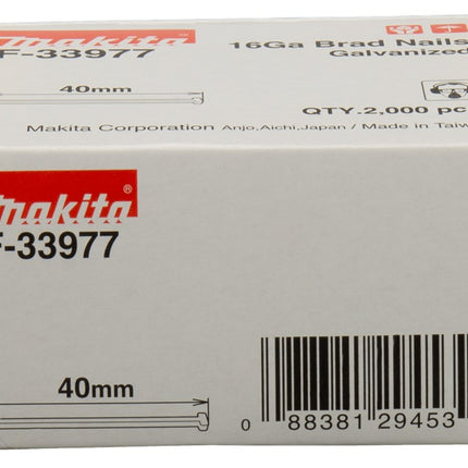 Makita BRAD 40mm 1,3X1,6mm - 2000 ST. Gegalvaniseerd – F-33977