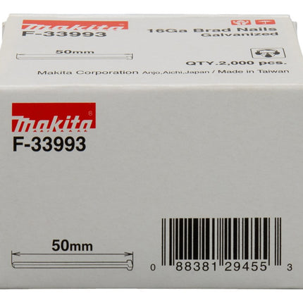 Makita BRAD 50mm 1,3X1,6mm - 2000 ST. Gegalvaniseerd – F-33993
