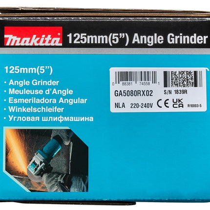 Makita GA5080RX02 230V Haakse Slijper 125mm X-LOCK