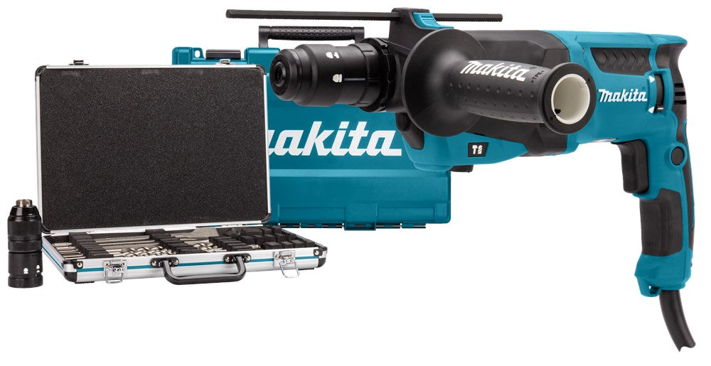 Makita HR2630TX12 230V Combihamer 230V 17-Delige Boren Beitelset Koffer