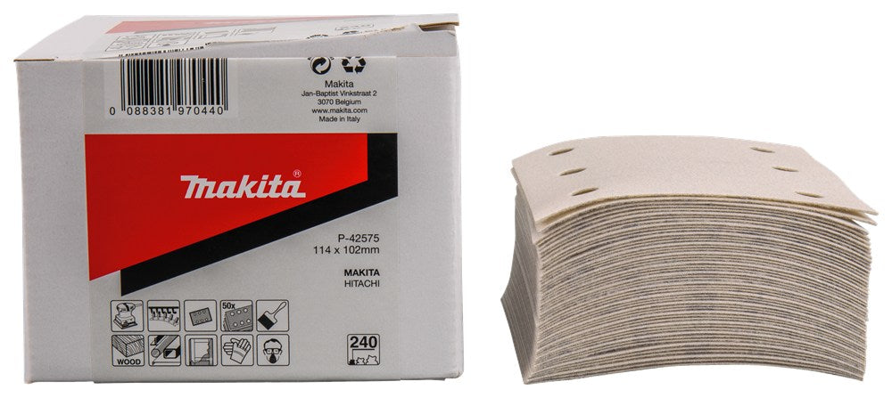 Afbeelding Makita schuurvel k240 114x102 wh 50 P-42575