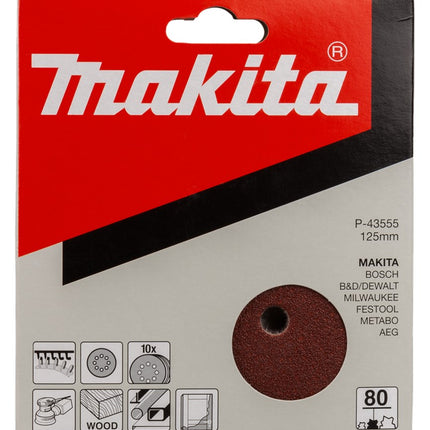 Makita Schuurschijf 125mm K80 Red Velcro – P-43555